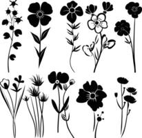 ai generiert Silhouette Frühling Blume Sammlung schwarz Farbe nur vektor