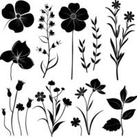 ai generiert Silhouette Frühling Blume Sammlung schwarz Farbe nur vektor