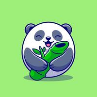 süß Panda halten Bambus Karikatur Vektor Symbol Illustration. Tier Natur Symbol Konzept isoliert Prämie Vektor. eben Karikatur Stil