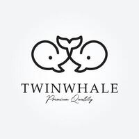 Linie Art Twin Wal Logo Vektor Illustration Design Grafik
