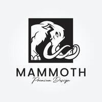 wollig Mammut Logo Vektor Design Vorlage mit lange Stoßzähne