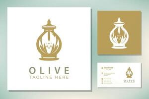 Olive Öl Extrakt Tröpfchen Wasser fallen mit Blume Pflanze Blatt Schönheit Logo Design Inspiration vektor