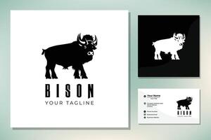 bison tjur buffel angus silhuett biff bbq utegrill årgång retro logotyp design vektor