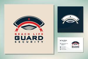 Strand Uhr bewachen Rettungsschwimmer Sicherheit Logo Design vektor