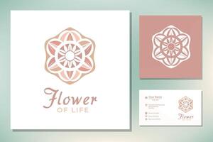 blomma av liv blommig lotus stjärna mönster logotyp design inspiration vektor