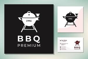 traditionell bbq utegrill emblem bricka logotyp design vektor