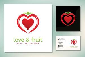 äpple och hjärta, kärlek för frukt vektor