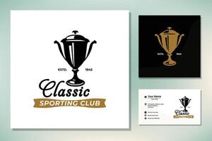 Champion Trophäe Tasse zum Jahrgang retro Sport Bar Verein Cafe Taverne Restaurant Logo Design Inspiration vektor