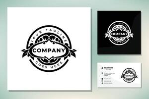 minimalistisk vintage stämpel etikett märke cirkulär rund logotyp design vektor