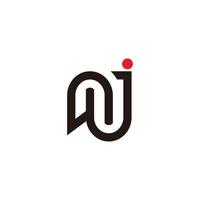 Brief NJ verknüpft Schleife Linie Logo Vektor