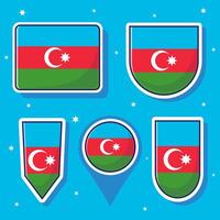 azerbaijan nationell flagga tecknad serie vektor illustration ikon maskot bunt förpackningar