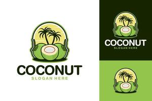 kokos färsk frukt illustration logotyp design vektor
