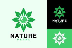 Natur Perle Grün Meer Schale Blatt Logo Design vektor