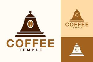 kaffe tempel Kafé årgång logotyp design vektor