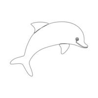 delfin fisk hoppar ut av de vatten kontinuerlig ett linje översikt vektor teckning illustration