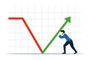 Führung zu führen Geschäft Wachstum im Markt Abschwung, unternehmerisch Investor schieben Pfeile und Grafiken zu prallen zurück, Unternehmer oder Investor Kompetenzen Konzept zu verwalten Mehr Gewinne. vektor