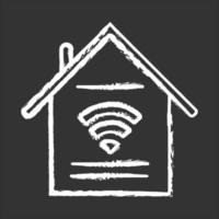 Smart Home-Funktionen Smart Home-Funktionen Kreidesymbol. mit Haushaltsgeräten über das Internet handhaben. WLAN-Zugang im Innenbereich. Hausautomationssystem. isolierte vektortafelillustration vektor