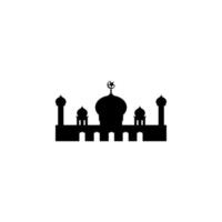 Moschee Silhouette, eben Stil. können verwenden zum Kunst Illustration, Dekoration, Hintergrund, Hintergrund, Apps, Webseite, Logo Gramm, Piktogramm, Gruß Karte oder zum Grafik Design Element. Vektor Illustration