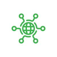 Grün Digital Technologie, Sozial Netzwerk, global verbinden, einfach Geschäft Logo. Symbol auf Weiß Hintergrund vektor