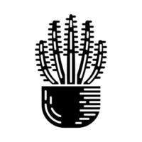 orgelpipa kaktus i potten glyfikon. pitahaya. inhemsk växt i USA. hem och trädgård dekoration. siluett symbol. negativt utrymme. vektor isolerade illustration