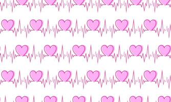 vektor rosa hjärtslag sömlös mönster. puls linje. rytm av hjärta. kardiogram på vit bakgrund. kärlek och valentines dag illustration för medicinsk appar eller hemsida