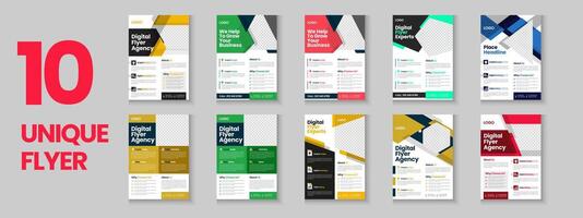 Geschäft Flyer Sammlung, korporativ Poster, Flyer bündeln, Flyer Broschüre Design, jährlich Bericht, Vorschlag, Flugblatt, Unternehmen Profil, Digital Marketing Poster und a4 Layout mit Attrappe, Lehrmodell, Simulation vektor