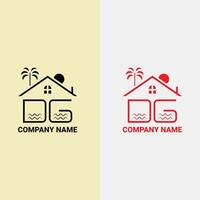 dg Brief Logo mit Ozean Wellen und Sonnenuntergang. Strand Konzept Design und kombinieren Brief Logo vektor