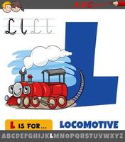 Brief l von Alphabet mit Karikatur Lokomotive Charakter vektor