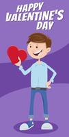 glücklich Karikatur Junge Charakter mit Herz auf Valentinsgrüße Tag vektor