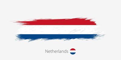 Flagge von Niederlande, Grunge abstrakt Bürste Schlaganfall auf grau Hintergrund. vektor