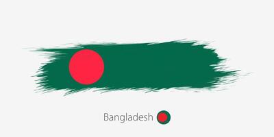 Flagge von Bangladesch, Grunge abstrakt Bürste Schlaganfall auf grau Hintergrund. vektor