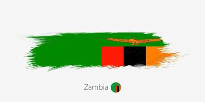 flagga av zambia, grunge abstrakt borsta stroke på grå bakgrund. vektor