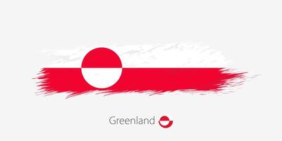 Flagge von Grönland, Grunge abstrakt Bürste Schlaganfall auf grau Hintergrund. vektor