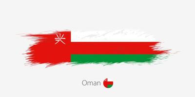 Flagge von Oman, Grunge abstrakt Bürste Schlaganfall auf grau Hintergrund. vektor