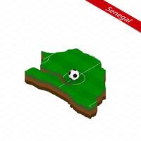 isometrisch Karte von Senegal mit Fußball Feld. Fußball Ball im Center von Fußball Tonhöhe. vektor