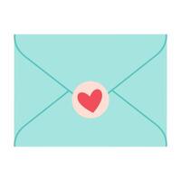 Post- Umschlag, Brief Liebe Botschaft mit Post Briefmarke, isoliert auf Weiß Hintergrund. glücklich Valentinsgrüße Tag. zu meine Liebe. Vektor Illustration