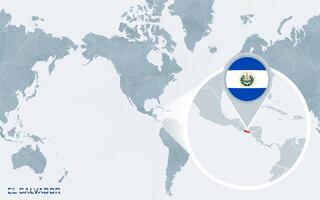 Welt Karte zentriert auf Amerika mit vergrößert el salvador. vektor