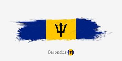 Flagge von Barbados, Grunge abstrakt Bürste Schlaganfall auf grau Hintergrund. vektor