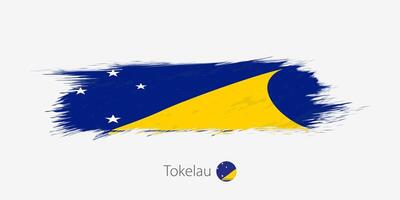 Flagge von Tokelau, Grunge abstrakt Bürste Schlaganfall auf grau Hintergrund. vektor