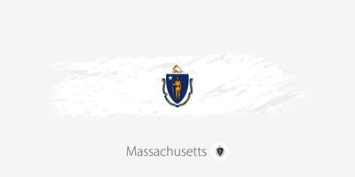 Flagge von Massachusetts uns Zustand, Grunge abstrakt Bürste Schlaganfall auf grau Hintergrund. vektor