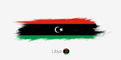 Flagge von Libyen, Grunge abstrakt Bürste Schlaganfall auf grau Hintergrund. vektor