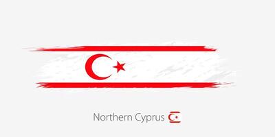 Flagge von Nord Zypern, Grunge abstrakt Bürste Schlaganfall auf grau Hintergrund. vektor