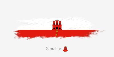 flagga av gibraltar, grunge abstrakt borsta stroke på grå bakgrund. vektor