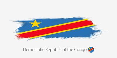 Flagge von DR Kongo, Grunge abstrakt Bürste Schlaganfall auf grau Hintergrund. vektor