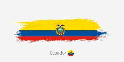flagga av ecuador, grunge abstrakt borsta stroke på grå bakgrund. vektor