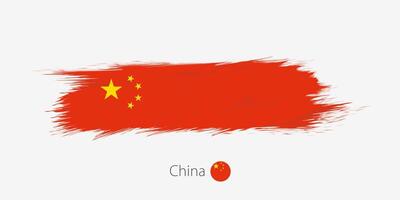 Flagge von China, Grunge abstrakt Bürste Schlaganfall auf grau Hintergrund. vektor