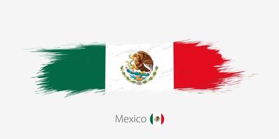 flagga av Mexiko, grunge abstrakt borsta stroke på grå bakgrund. vektor