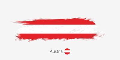 flagga av Österrike, grunge abstrakt borsta stroke på grå bakgrund. vektor