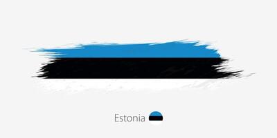 flagga av estland, grunge abstrakt borsta stroke på grå bakgrund. vektor