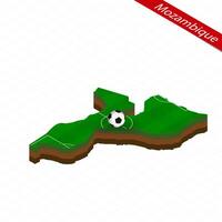 isometrisch Karte von Mozambique mit Fußball Feld. Fußball Ball im Center von Fußball Tonhöhe. vektor